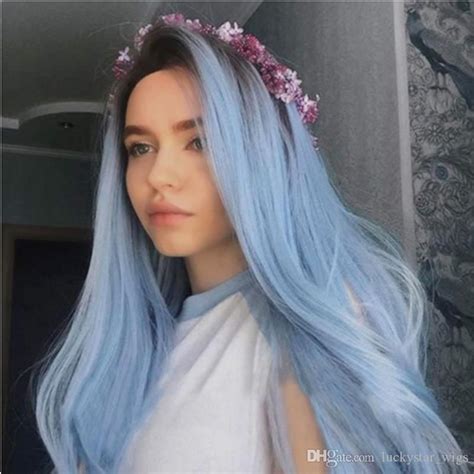 Y2k Blue Baby Baddie Vibes Pastel Blue Hair With Dark Roots Asians Hair