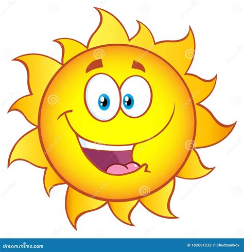 Happy Sun Cartoon Mascot Character With Gradient Stock Vector
