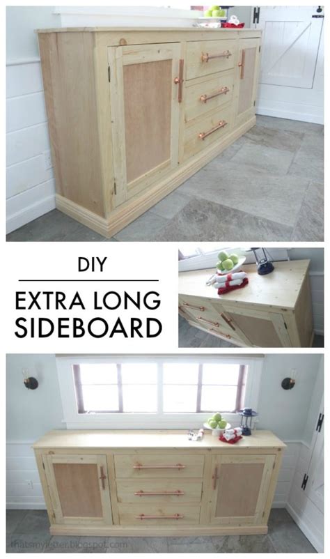 Traditionally, kitchen cabinets are mounted on walls. DIY Extra Long Sideboard - Jaime Costiglio