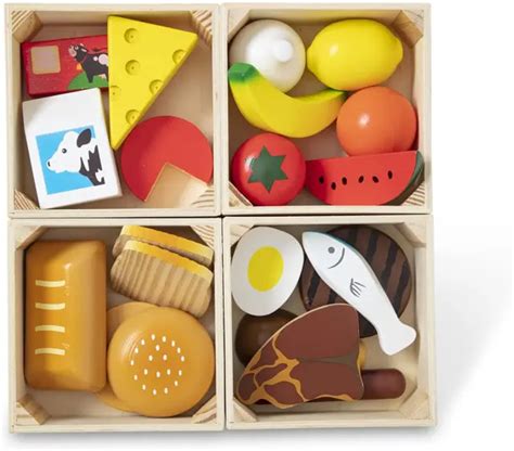 Melissa And Doug Food Groups 21 Wooden Pieces And 4 Crates 2724
