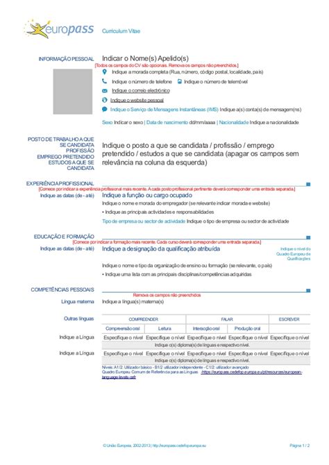 No mundo atual quem precisa arrumar um emprego nem sempre sabe todas as manhas e truques para se dar bem na disputa pela europass cv 111025 borges. Exemplo De Curriculum Vitae Em Portugues