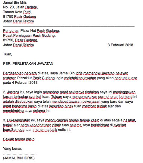I have enjoyed working with. Contoh Surat Resign 24 Jam Bahasa Melayu