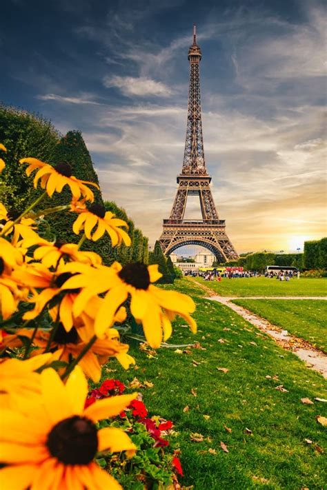 The Eiffel Tower In Paris At Sunset Stock Photo Image Of Garden Love