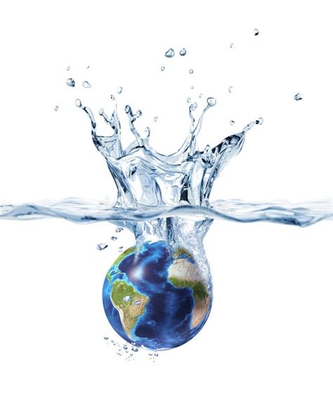 Planet Earth Splashing Into Clear Water Stock Illustration