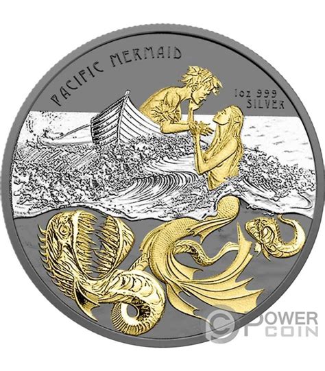 Pacific Mermaid Her Majesty Black Ruthenium 1 Oz Silver Coin 2 Tala