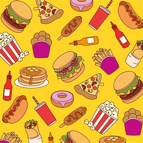Fast Food Pattern Background 2024245 Vector Art At Vecteezy