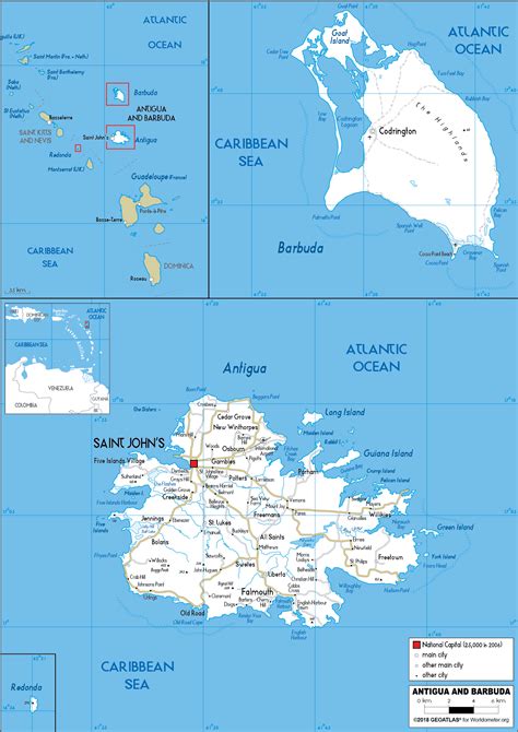 Large Size Road Map Of Antigua And Barbuda Worldometer