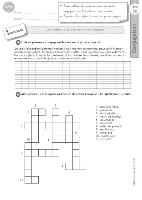 Conjuguer au passé composé les verbes du premier groupe. cm1:le passé composé