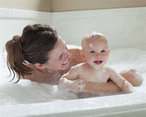 Mother And Baby Having Bubble Bath Stock Photo Dissolve