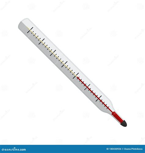 A Glass Linear Mercury Thermometer Icon For Measuring The Temperature