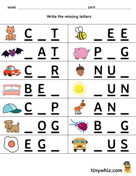 Some of the worksheets for this concept are blend dab beginning blends work, lesson plans lesson 4 consonant blends lesson 4, blends word list, work, beginning consonant blends, word building initial s blends, blend phonics stories, phonics. Free Printable Worksheet Write The Missing Letter 3 Letter ...