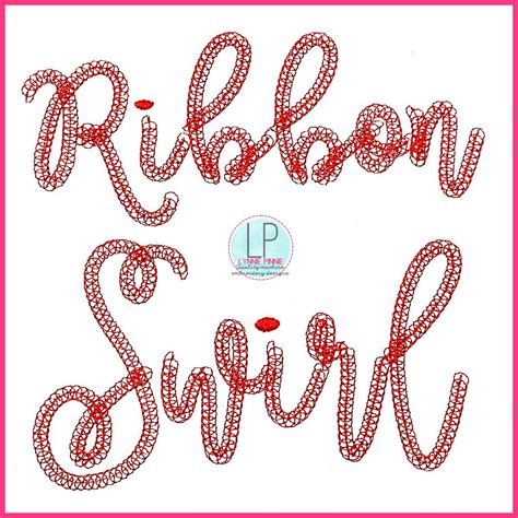 Ribbon Script Swirly Stitch Font Digital Embroidery Machine File 5