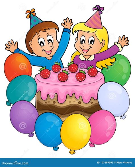 Kids Celebrating Birthday Vector Illustration 29378534