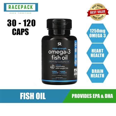 Sports Research Omega 3 Fish Oil Triple Strength 1250 Mg 30 120 Caps
