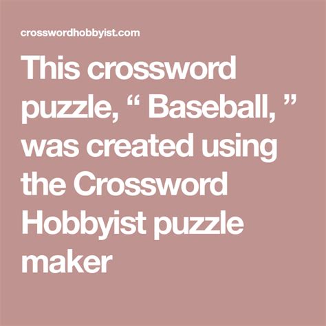 Baseball Crossword Puzzle Baseball Firsts Printable C Vrogue Co
