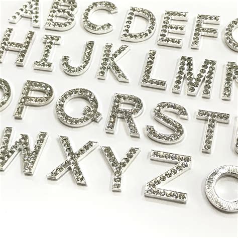 Small Silver Letters Silver Rhinestone Alphabet Letters Etsy