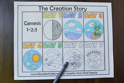 creation coloring pages  kids learn  story mary martha mama