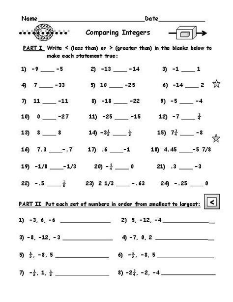 Whole Numbers And Integers Worksheet