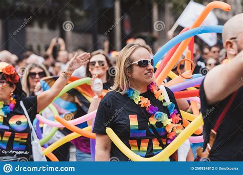 Tesco Company Employees Celebrating London Lgbtq Pride Parade Editorial