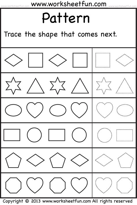 Shape Patterns Trace The Shape That Comes Next One Worksheet Free