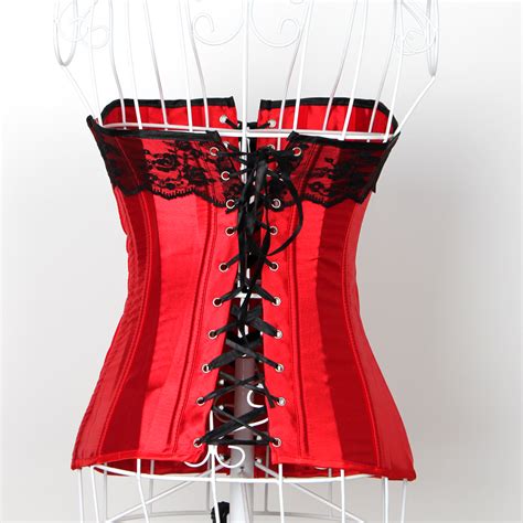 Red Lace Up Overbust Boned Corset Size Small Property Room