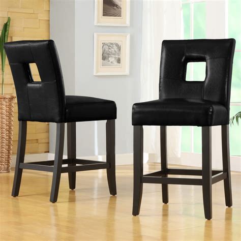 Top Line Landen Faux Leather Counter Height Chair Set Of 2 Black