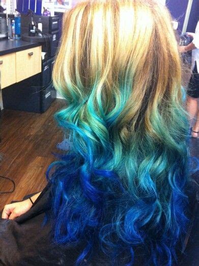 Turquoise And Royal Blue Ombre Dyed Hair With Images