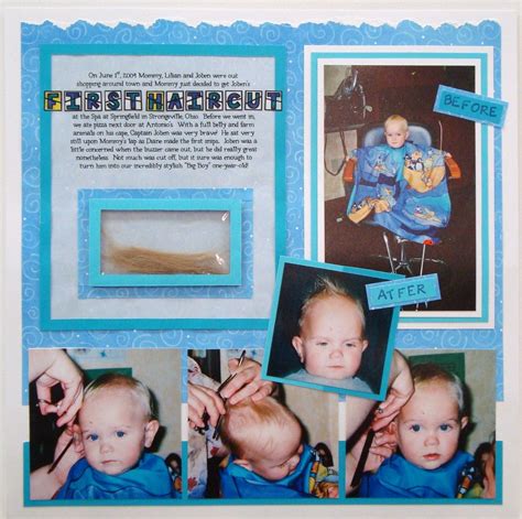 Layout: First Haircut | Baby boy scrapbook, Kids scrapbook, Baby