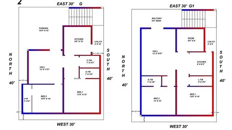 30 × 40 House Plan With 2 Bedroom G Plus 2 Youtube