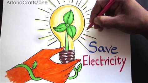 Poster On Save Energy With Slogan Penggambar