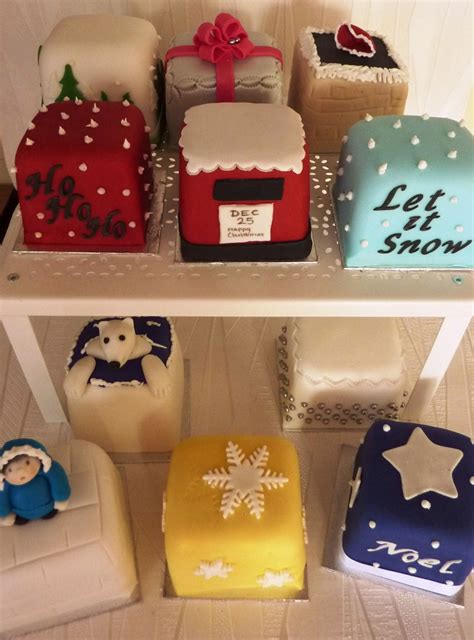 A Selection Of Mini Square Christmas Cakes From Cakes In France A Rich