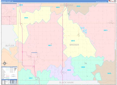 Bremer County Ia Wall Map Color Cast Style By Marketmaps Mapsales
