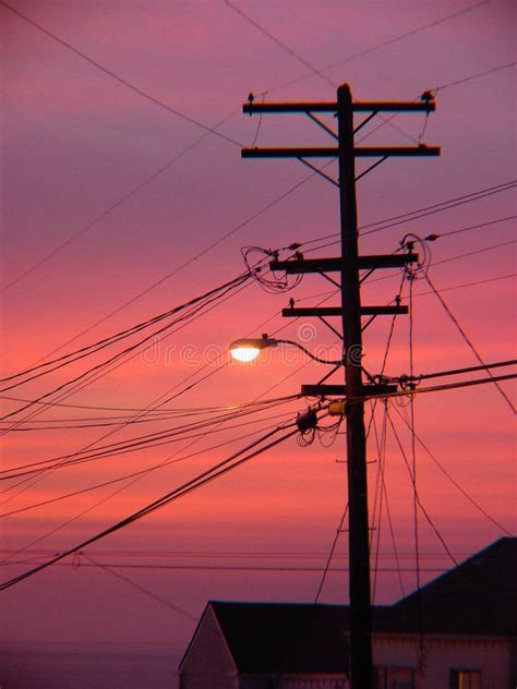 Stunning Sunset Silhouette Of Telephone Lines