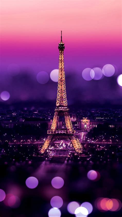 Tour Eiffel Paris Bokeh Purple Warmth Paris Wallpaper
