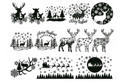 Deer Svg Christmas Scene With Deer Bundle Svg Winter Scene With Deer
