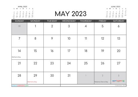 Blank May 2023 Calendar Editable Printable Word Searc