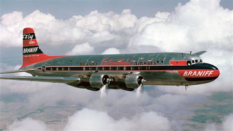 Braniff International Airways Dc 6 N90884 In Flight 1950s Vintage