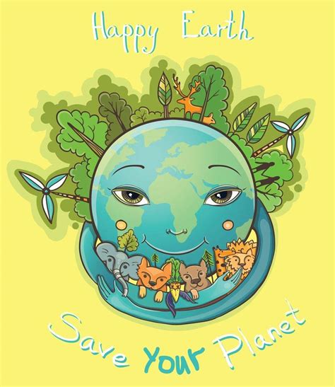 Ace Happy Earth Save M Sticker Poster Save Earth Save Nature Globar