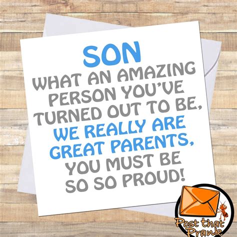 Funny Amazing Son Birthday Card From Mum Dad Parents Etsy Uk