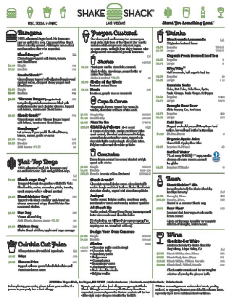 Shake Shack Menu Menu For Shake Shack The Strip Las Vegas