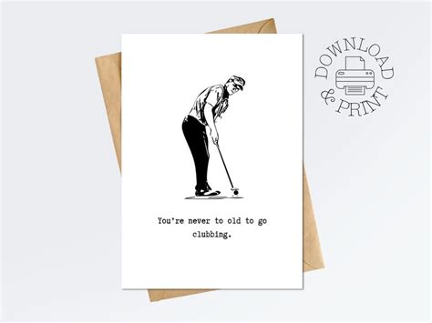 Printable Golf Birthday Card Funny Card For Him T For Golfer