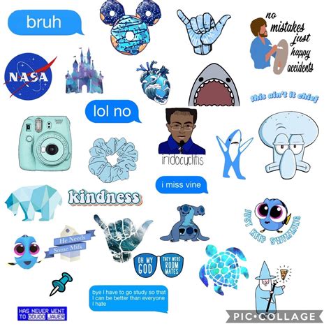 Blue Aesthetic Sticker Collage Blue Aesthetic Sticker Collage Blue