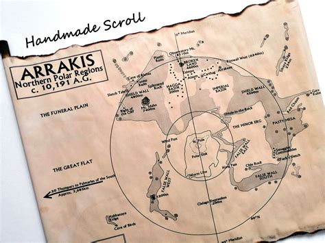 Map Of Arrakis Dune Map On Handmade Scroll Etsy
