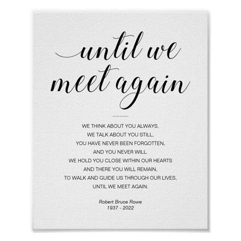 Until We Meet Again Elegant Funeral Poem With Name Poster Zazzle