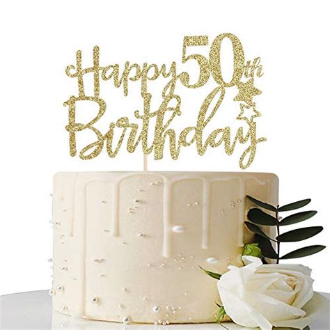Gold Glitter Happy 50th Birthday Cake Topperhello 50cheers