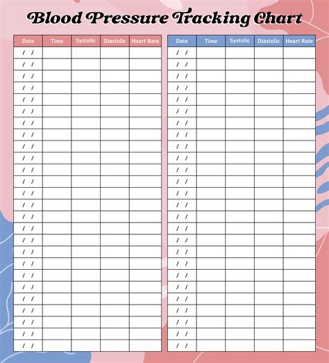 Monthly Blood Pressure Chart Printable