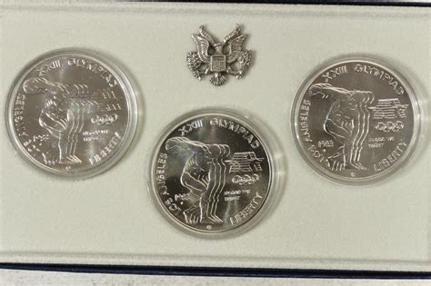 1983 Pds 3 Coin Unc Olympic Silver Dollar Set
