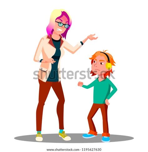 Angry Mother Scolding Her Son Vector Stock Vector Royalty Free 1195627630
