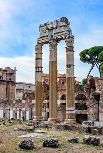 Temple Of Venus Genetrix Columns In Roman Forum Rome Italy Stock Photo