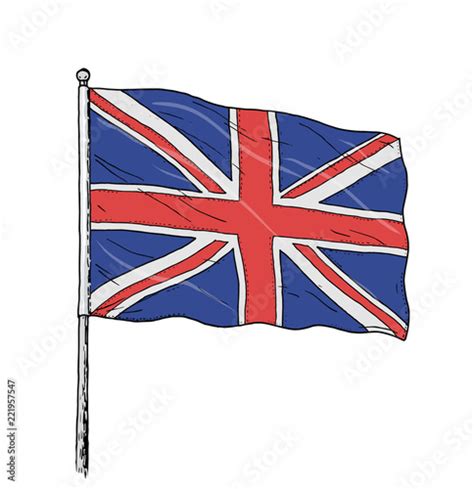 Flag Of United Kingdom Coloured Drawing Vintage Like Illustration Of